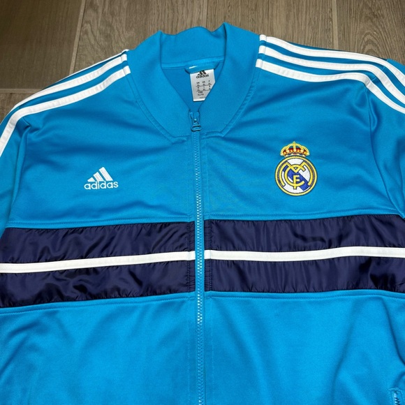Adidas Real Madrid Track Jacket Blue White XL Soccer Full Zip Embroidered Crest. - Picture 2 of 12